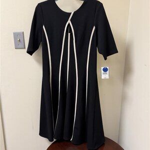 NWT Danny and Nicole Black and White Striped A-line Dress | Size 10